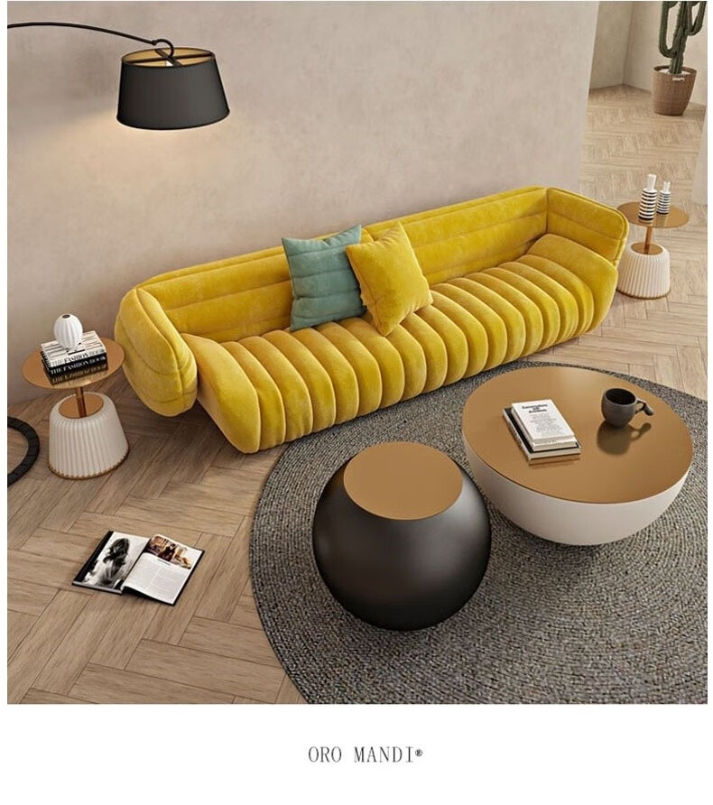 欧洛曼帝意式轻奢baxter香蕉沙发三人免洗科技绒布艺沙发设计师网红款