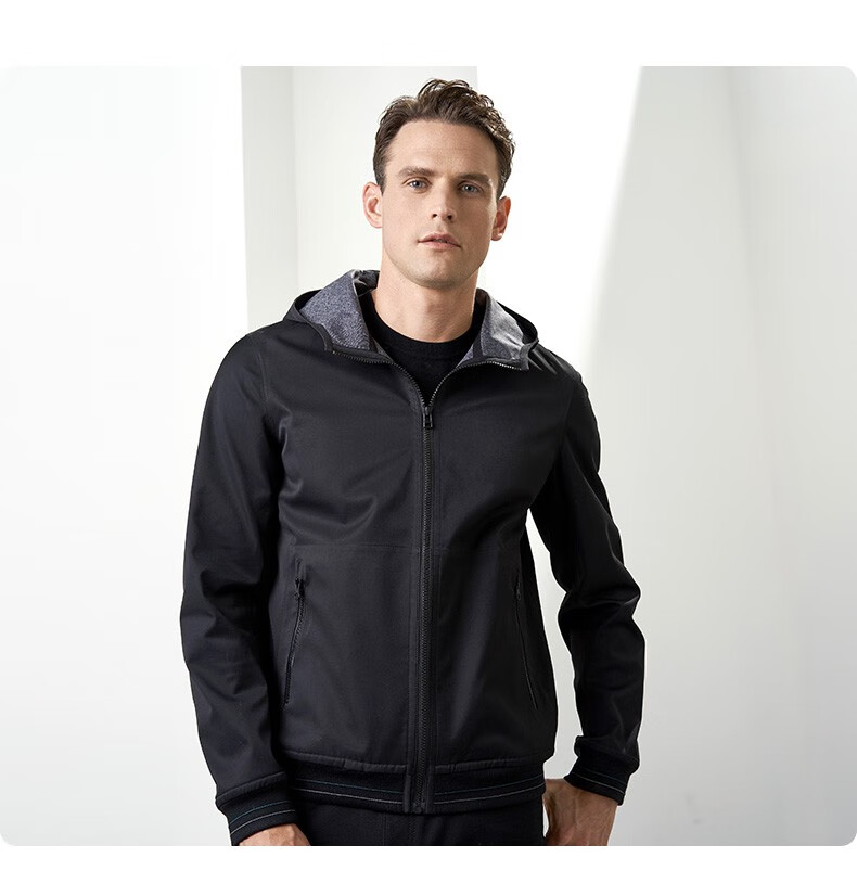 威可多vicutu男士夹克两面穿商务休闲时尚连帽男装外套