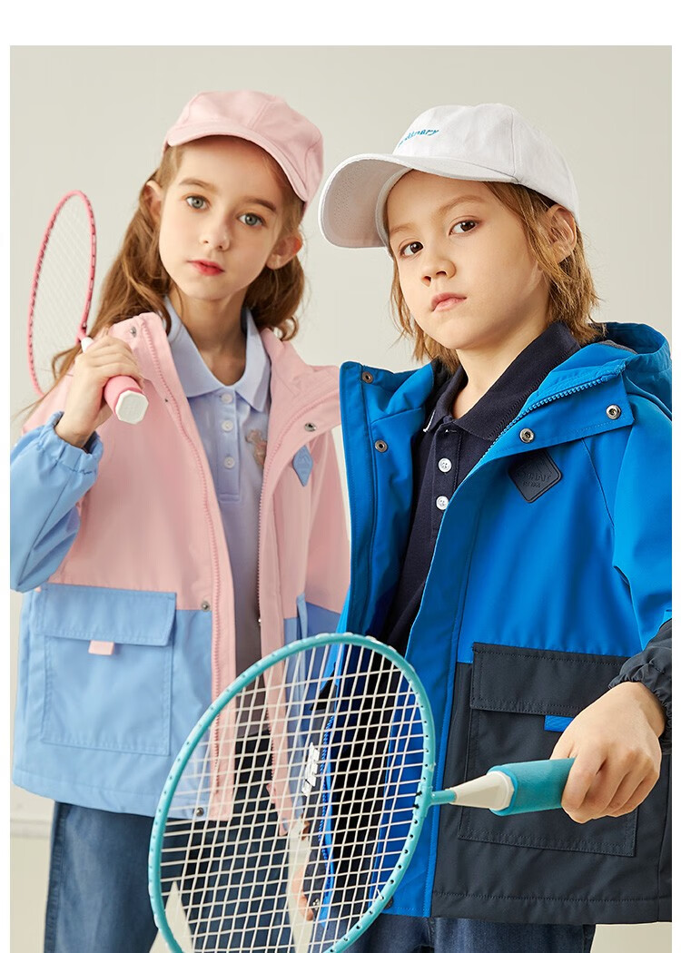 水孩儿童装男童女童风衣外套春季新款摇粒绒上衣中大童时尚风衣保暖