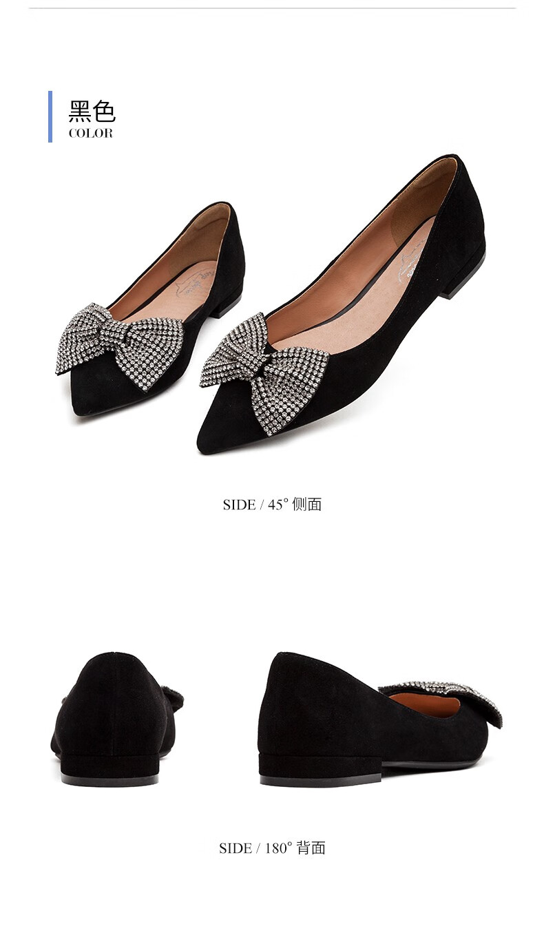 汤普葛罗topgloria2022春夏新款水钻温柔蝴蝶结尖头女鞋平跟小香风