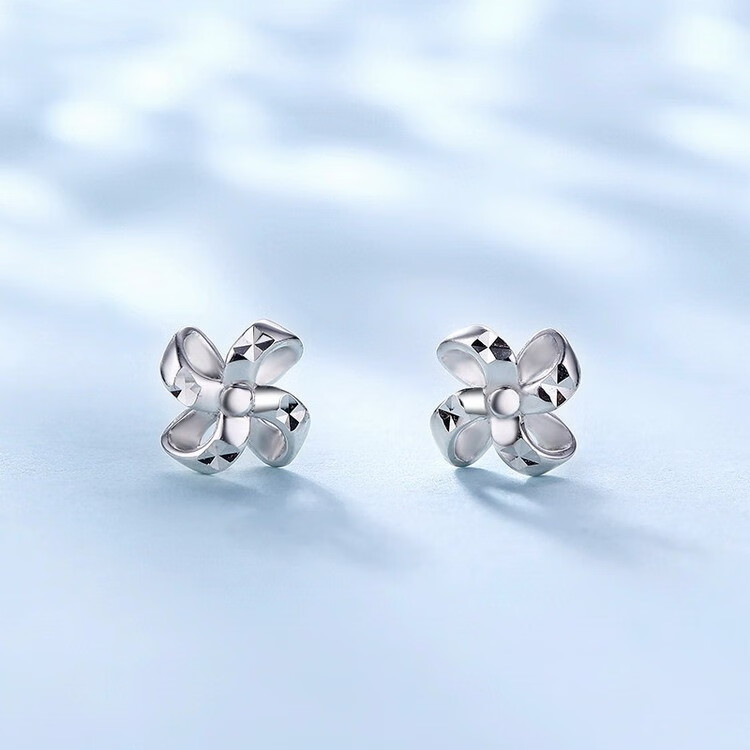 佐卡伊 pt950铂金耳钉女款四叶草耳饰耳环送女友礼物 新品现货