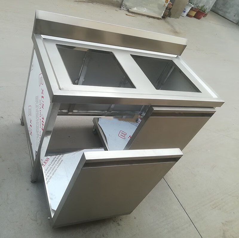 不锈钢餐厅食堂酒店剩菜饭厨余垃圾餐盘碗分类泔水收集残柜台 双门残