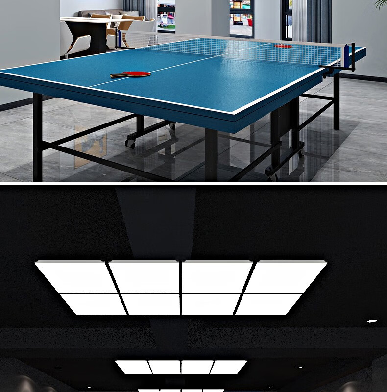 朗帝斯室内乒乓球室专用照明无暗影灯led平板灯明装集成面板灯乒乓球