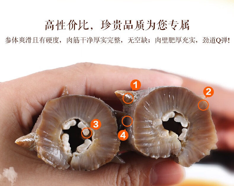 海皇御品即食海参底播海参海鲜水产大连辽参刺参9a高品质59头斤一斤