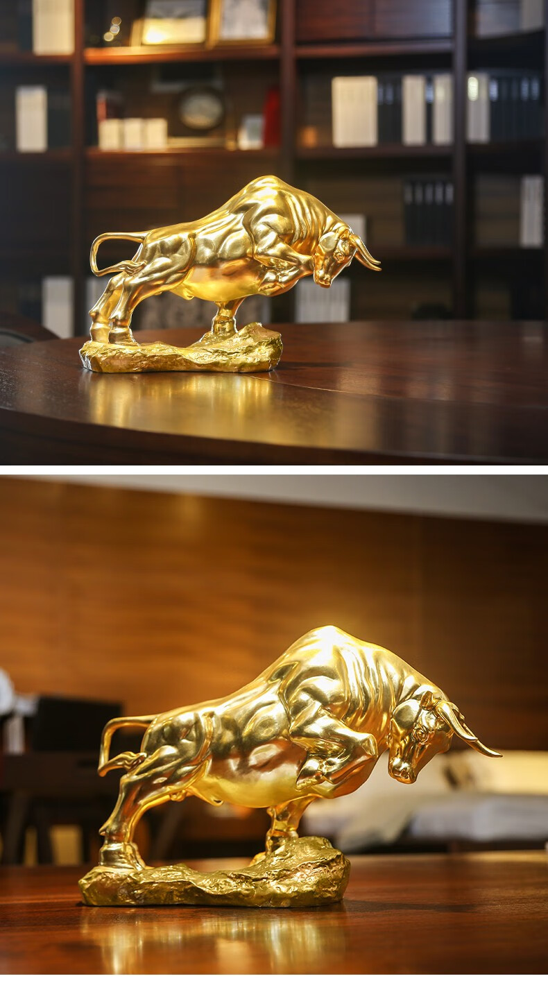 牛高档家居装饰品客厅办公室牛摆件店铺开业乔迁礼品 (贴金)开拓牛