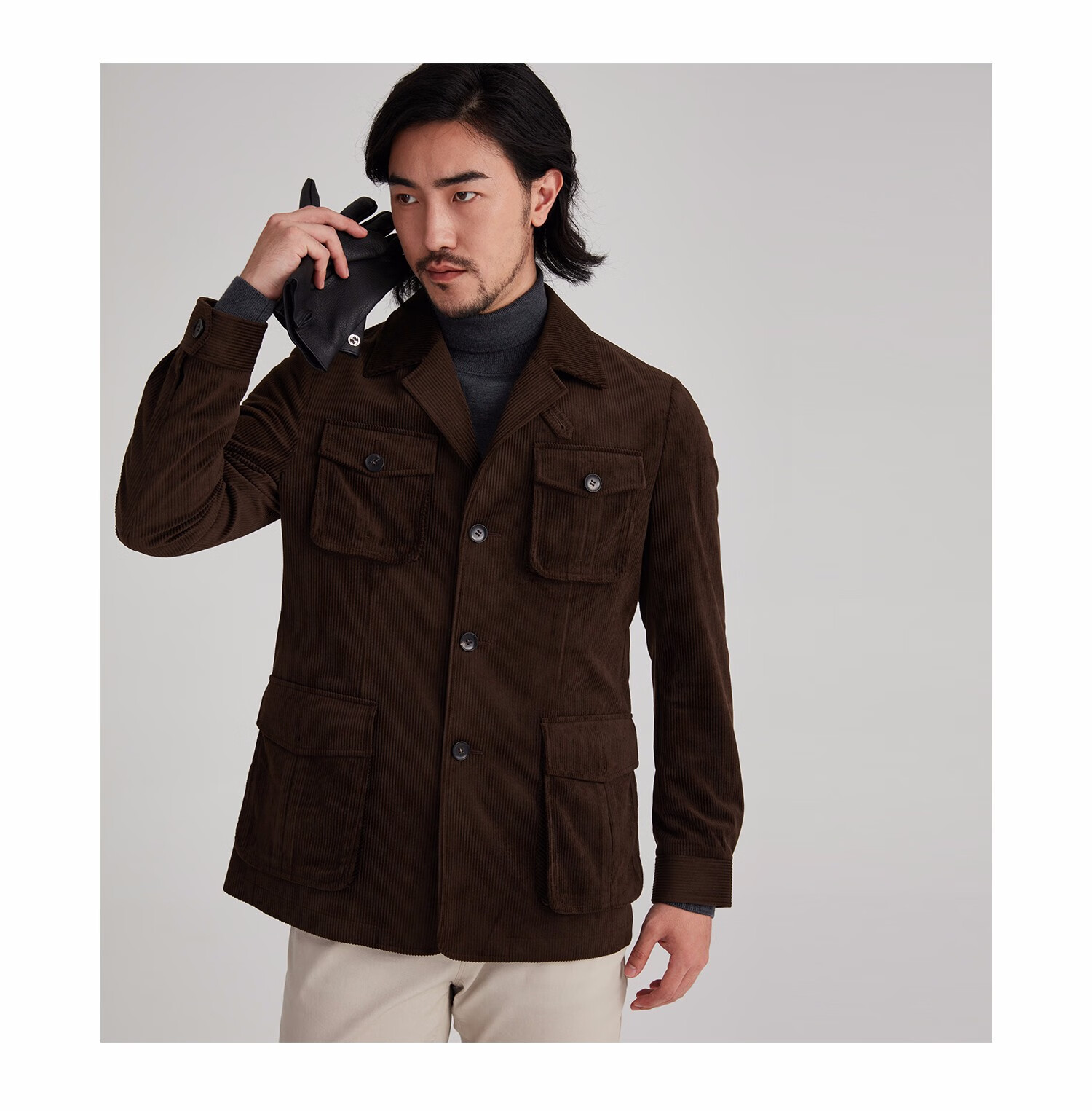 hany灯芯绒猎装夹克男狩猎外套复古工装休闲猎装式男士上衣男装秋杜