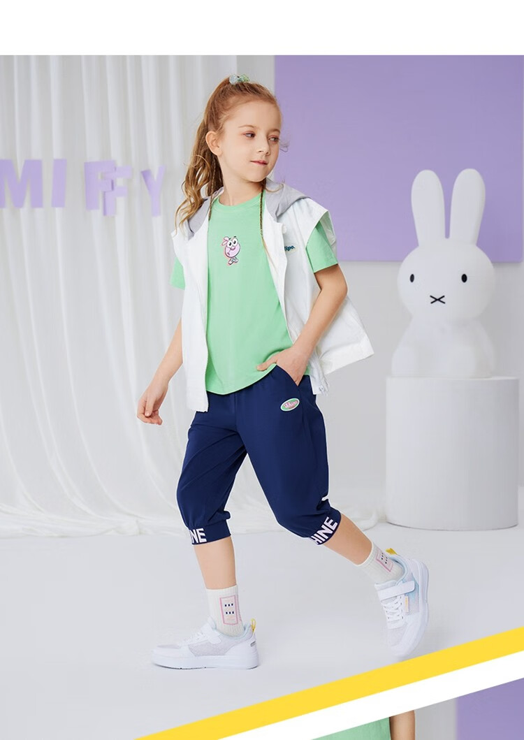 361度童装儿童针织裤七分裤夏季新款吸湿排汗透气舒适休闲裤儿童节