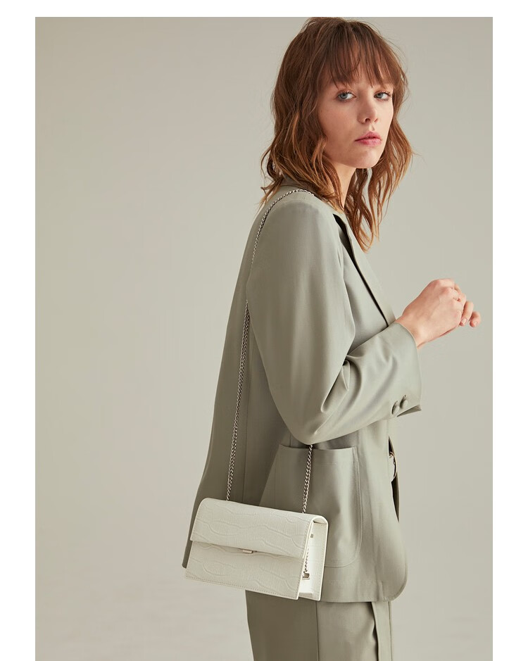 新年礼物jessiejane女包链条小方包2791鳄鱼纹小香风单肩包斜挎包灰