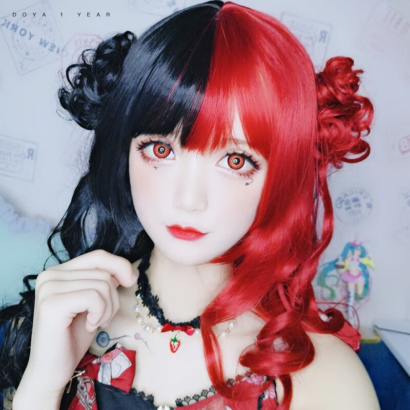 cosplay显色艺术动画美瞳龙目蓝红紫绿色彩带度数近视隐形眼镜kk 红色