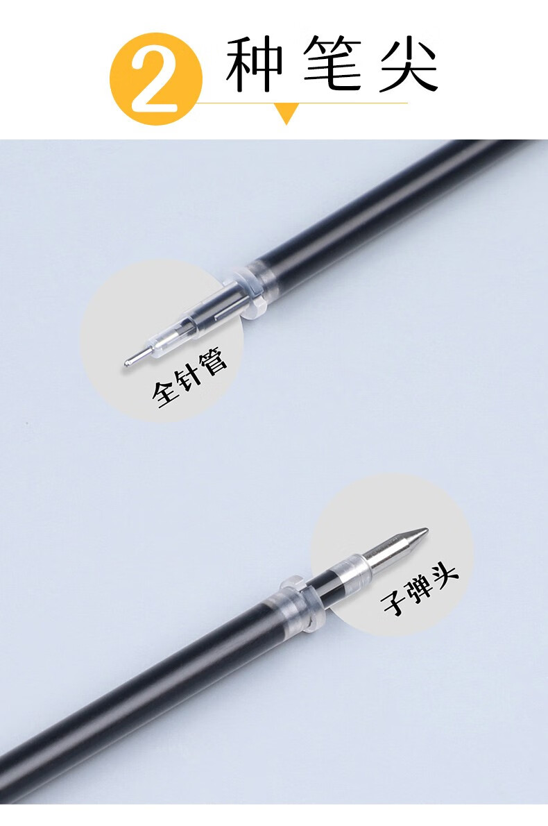 创易500支装中性笔芯05mm黑色子弹头水笔芯针管型红蓝色签字笔替芯