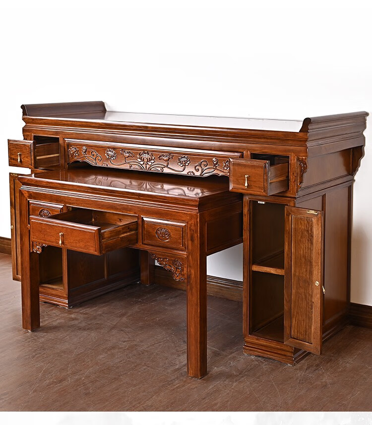 梵泽福供桌佛台红胡桃木家用经济神台财神实木中堂佛桌条案佛堂佛桌