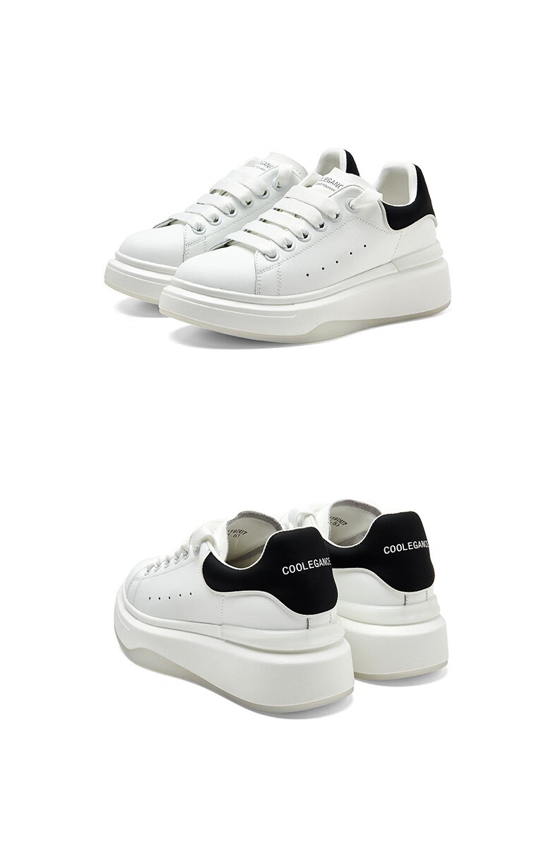 百田森厚底小白鞋女2022春季新款轻便透气板鞋拼色内增高显瘦百搭白色