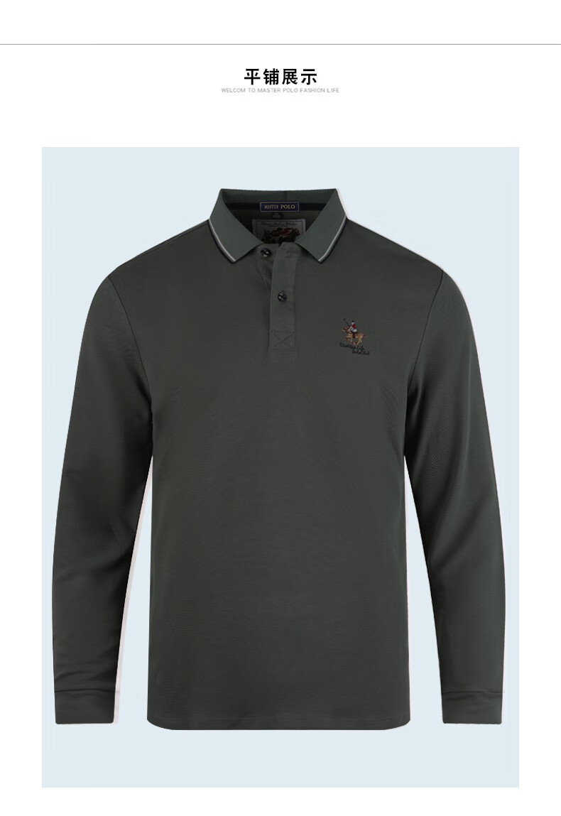 美国保罗奢侈品男装服饰男士t恤长袖秋季中年纯棉polo衫商务休闲纯色