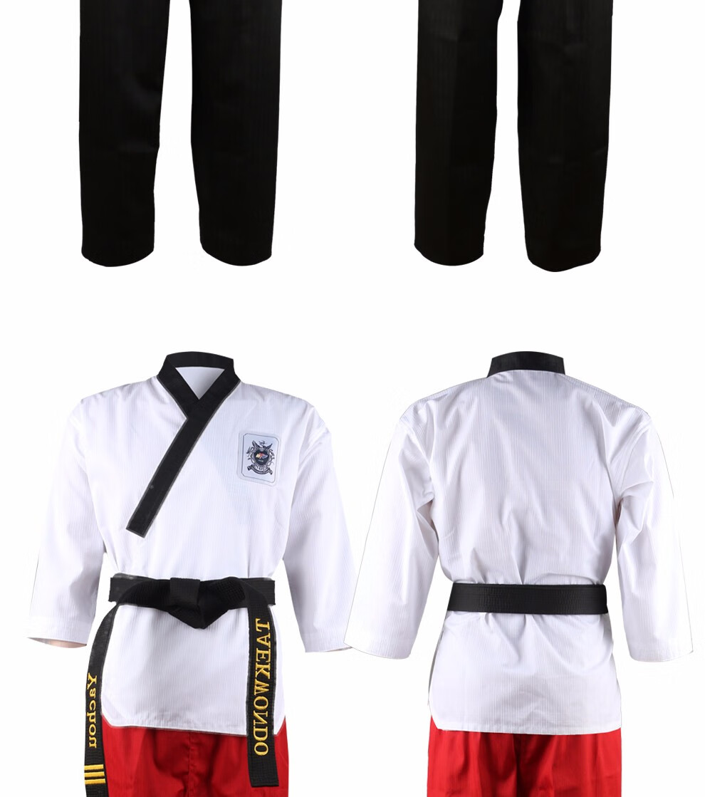 品势服跆拳道道服成人儿童男女跆拳道表演服品势服训练服教练服黑色