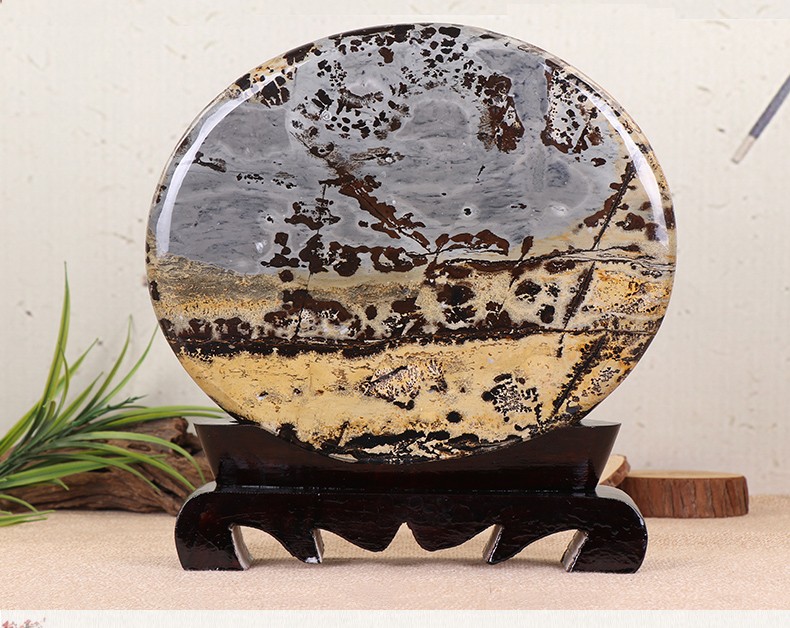 天御阁 天然草花石广西国画石原石摆件奇石收藏观赏石头工艺品客厅玄