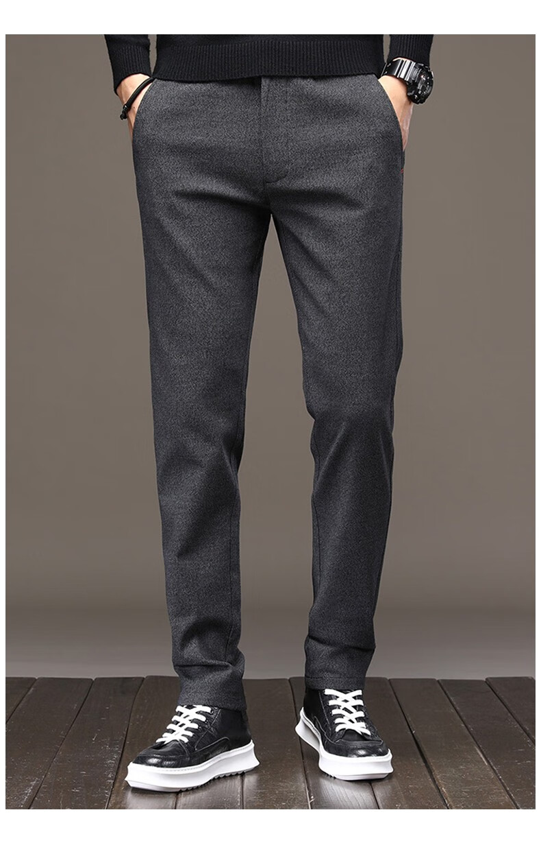 雅鹿休闲裤男春季新品中青年商务休闲纯色百搭裤子直筒宽松长裤灰色28