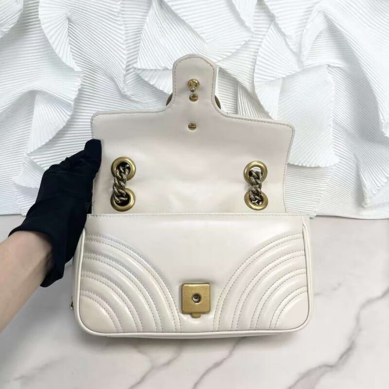 「二手99新」古驰 女包女士包包奢侈品 marmont马蒙22 白金配色【图片