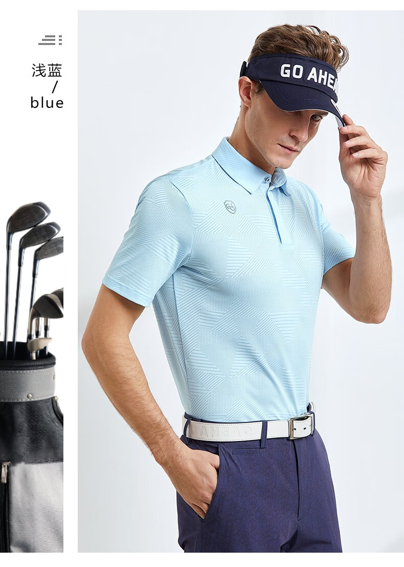 hunnz品牌高尔夫短袖t恤男2022夏季新款运动polo衫速干透气高尔夫服装