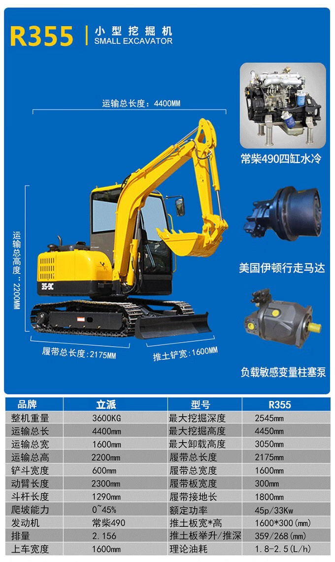 立派rippa微挖小型挖掘机果园家用挖土开沟多功能08小钩机1吨工程10小