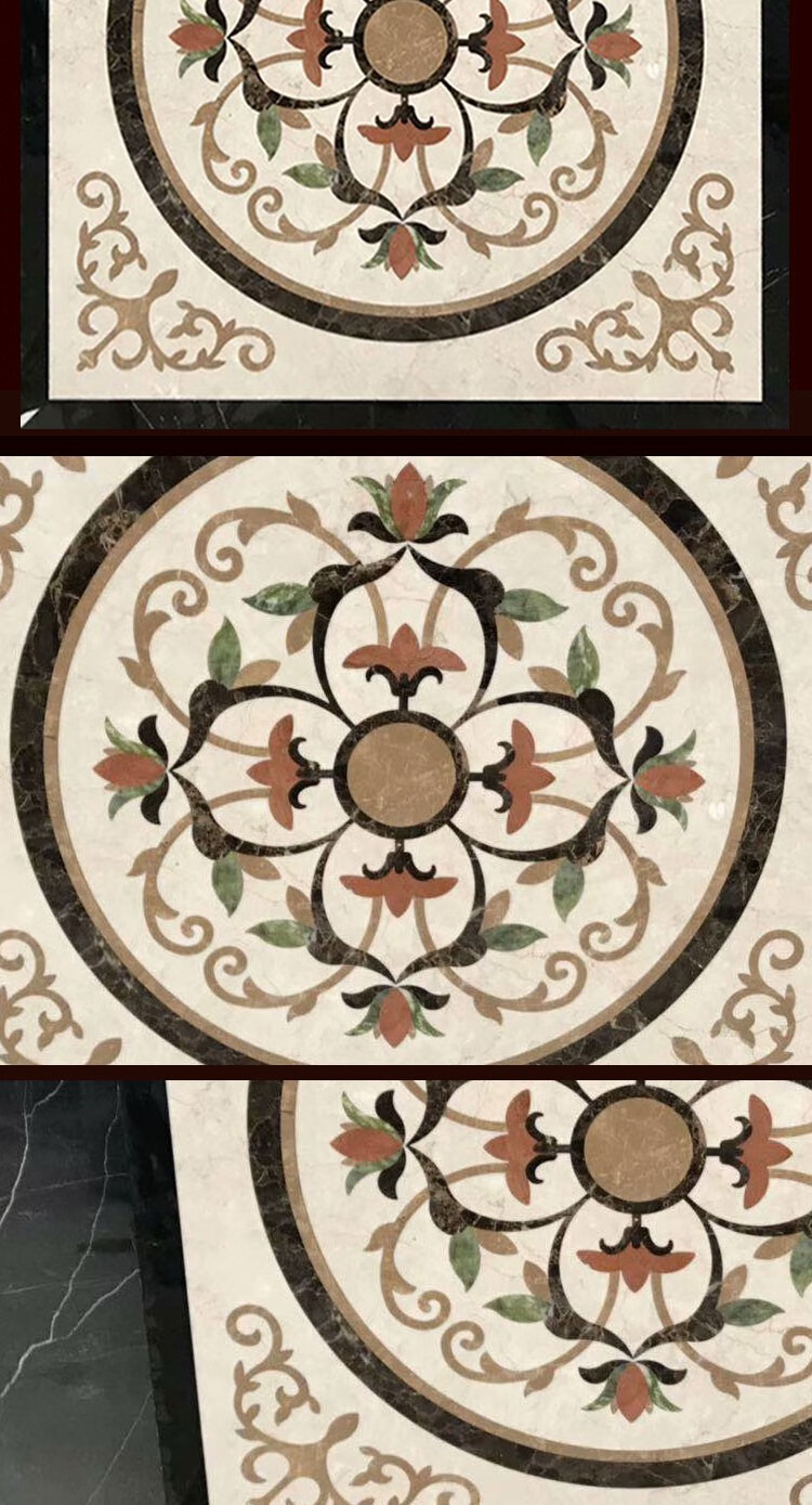 石煌石业天然石材过道大理石水刀拼花走廊地板砖入门玄关地面室内定做