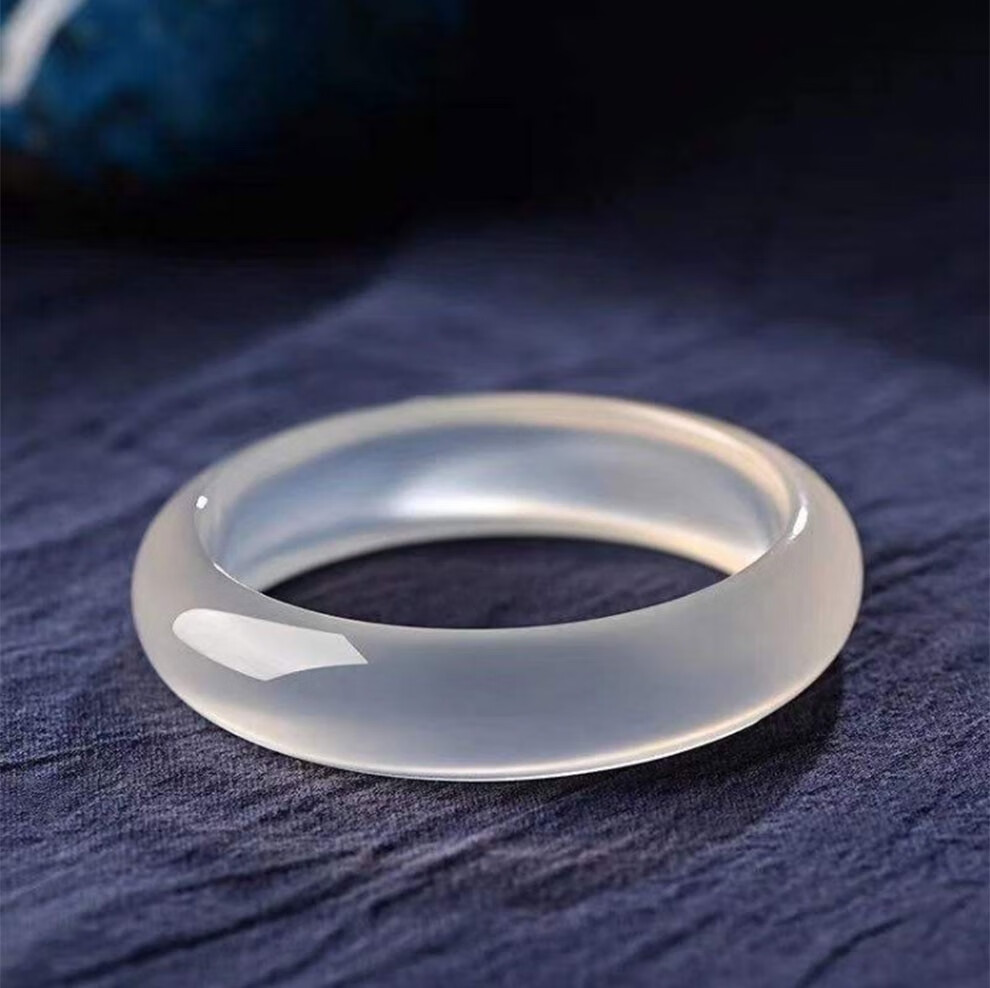 玉之舞 天然冰种玉髓手镯 原色冰透玉髓玛瑙手镯 白玉髓镯子带证书女