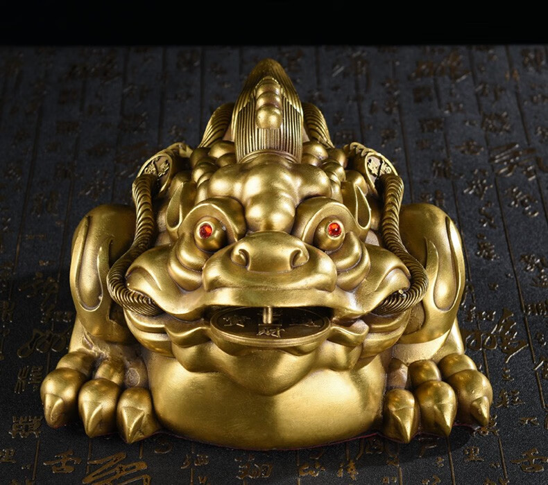 摆件招财三足金蟾蜍客厅玄关聚财如意摆件开业乔迁礼品金蝉三足金蟾