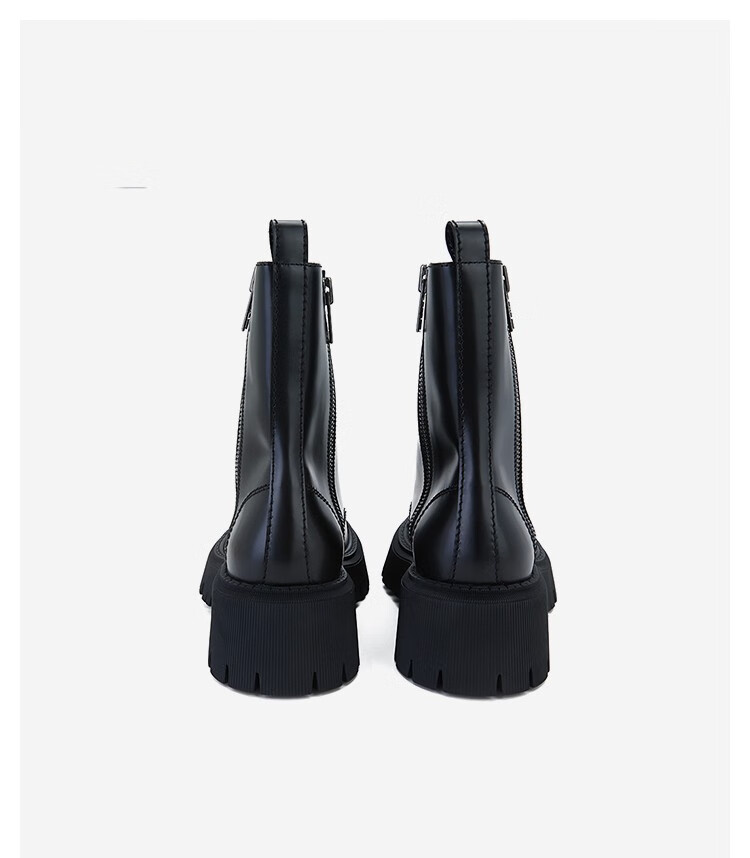 balenciaga 巴黎世家 男士牛皮logo标识压纹圆头马丁靴短靴圣诞礼物