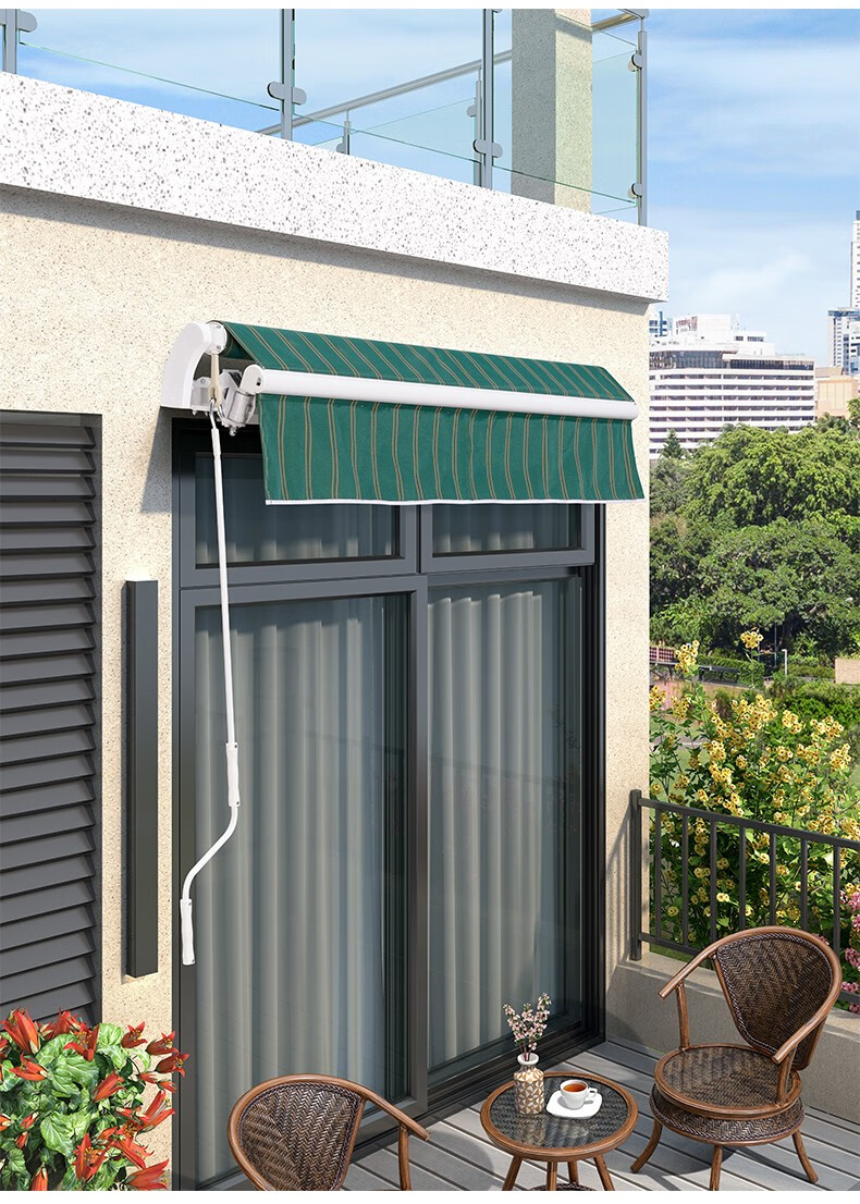 紫叶户外遮阳棚庭院雨棚铝合金防晒遮雨棚阳台伸缩蓬防晒棚手摇折叠防