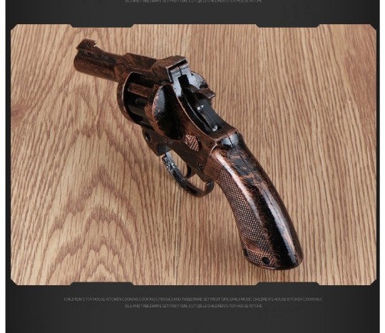 全金属8090后怀旧玩具儿童左轮砸泡枪柴抢可发声不可发射金属洋枪纸炮