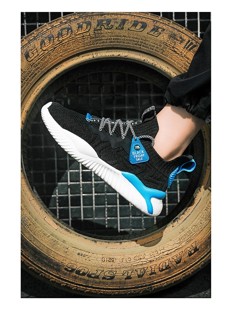 tweak男鞋春秋夏季运动休闲男鞋子潮流百搭学生单鞋透气飞织布鞋 米色