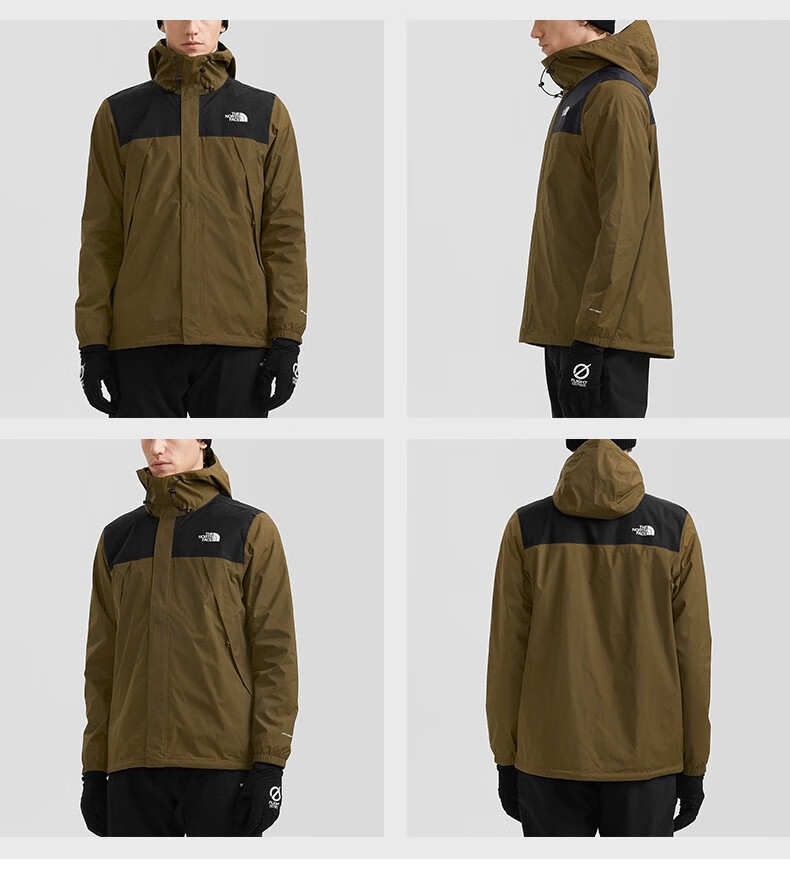 thenorthface北面三合一冲锋衣男户外防水保暖22秋季上新 7u8/棕色 s