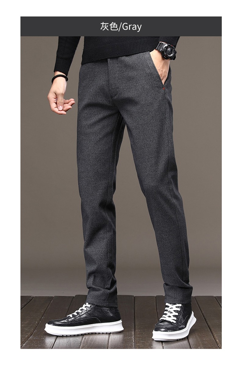雅鹿休闲裤男春季新品中青年商务休闲纯色百搭裤子直筒宽松长裤灰色28