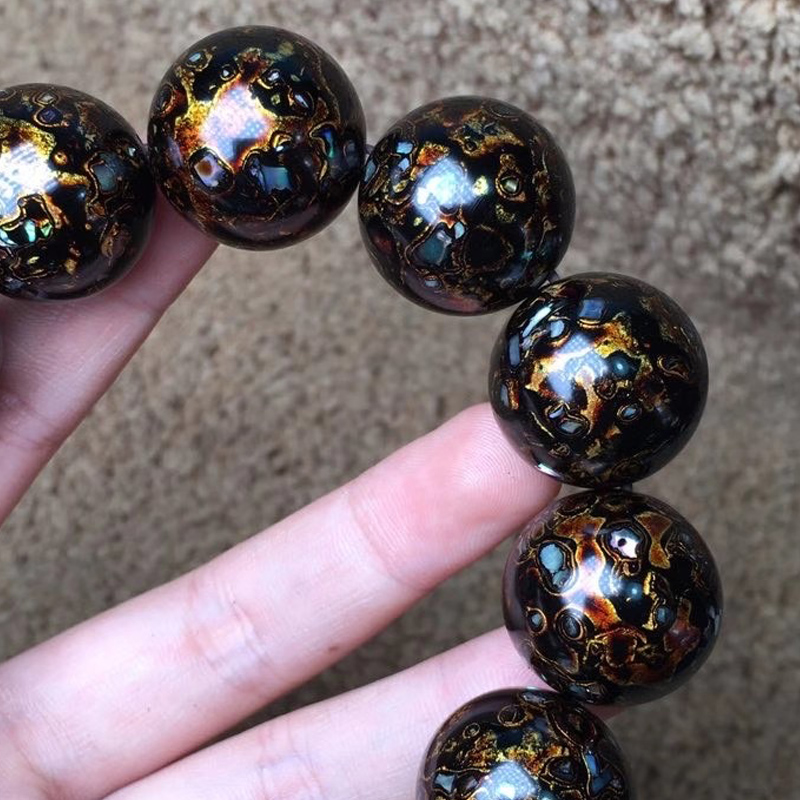 传统文创黑金大漆珠男女手串特色礼品手工非遗特色民间工艺品