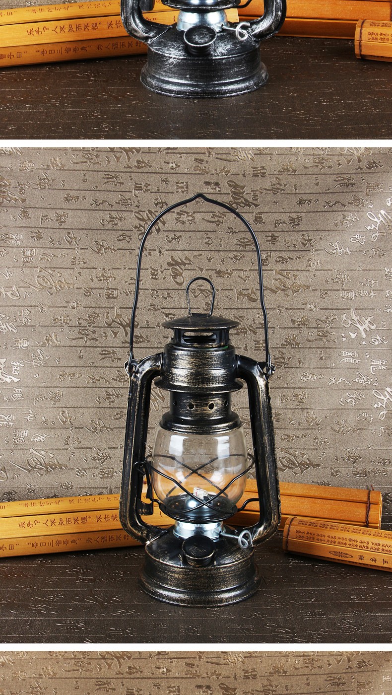 马灯老式复古手提煤油灯老油灯用油咖啡厅餐厅乡村怀旧创意摆件 做旧