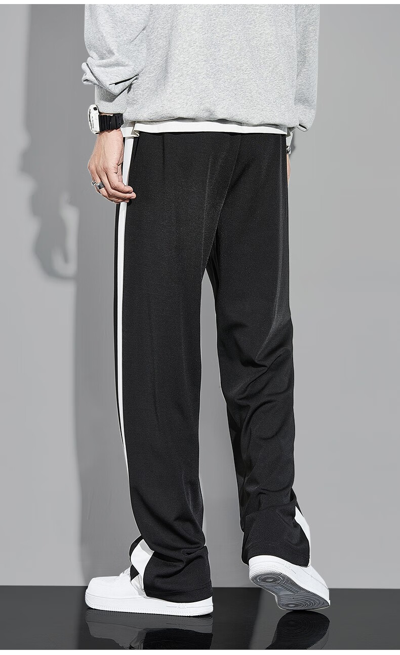 淘京贝直筒卫裤男宽松运动裤男士夏季薄款抽绳弹力休闲大码垂感阔腿裤