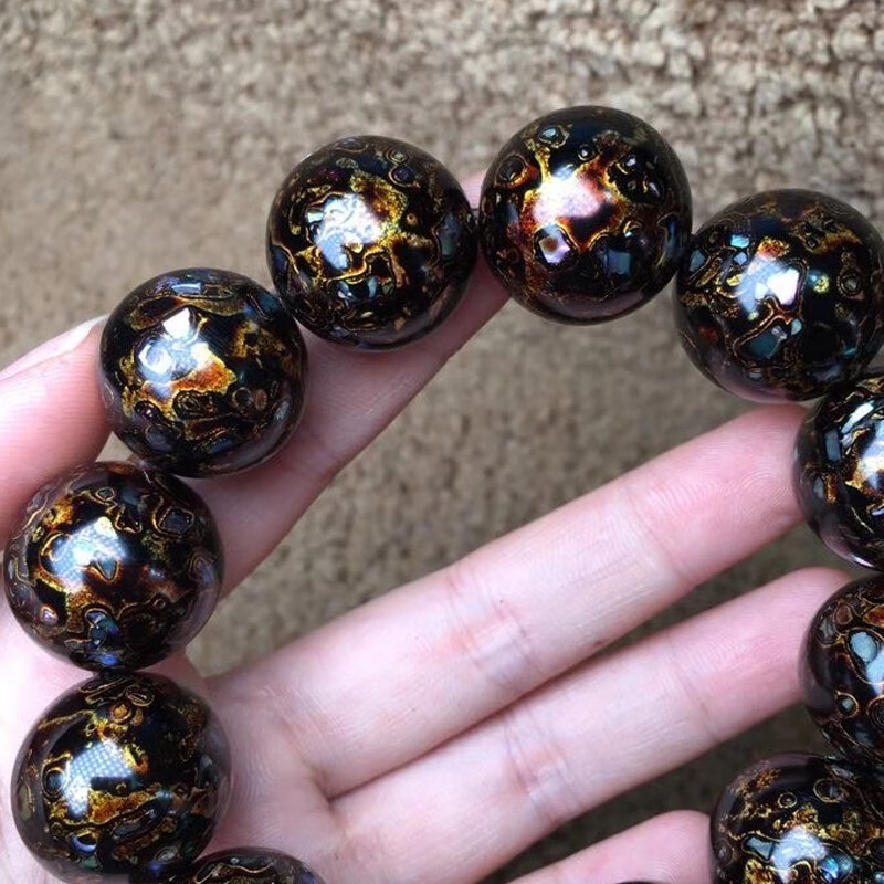 传统文创黑金大漆珠男女手串特色礼品手工非遗特色民间工艺品