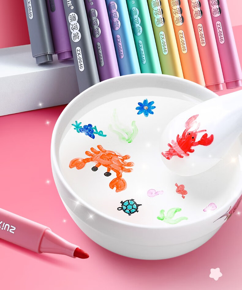 西语彩色漂浮笔网红实验水中画画飘孚笔儿童魔法遇水悬浮笔水上作画