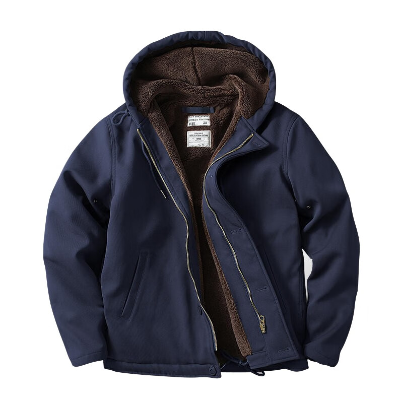 原走yzgf冬季美式连帽工装棉服海军n1甲板服加绒加厚棉衣男羊羔绒外套