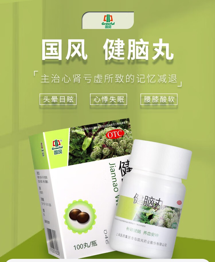 顺丰 咨询有惊喜】国风 健脑丸 100丸/盒 补肾健脑头晕目眩心悸失眠