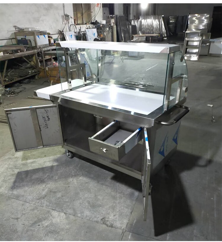 不锈钢移动手推外卖小吃车冰粉地摊车凉菜凉面凉皮摆摊车卤菜早餐车