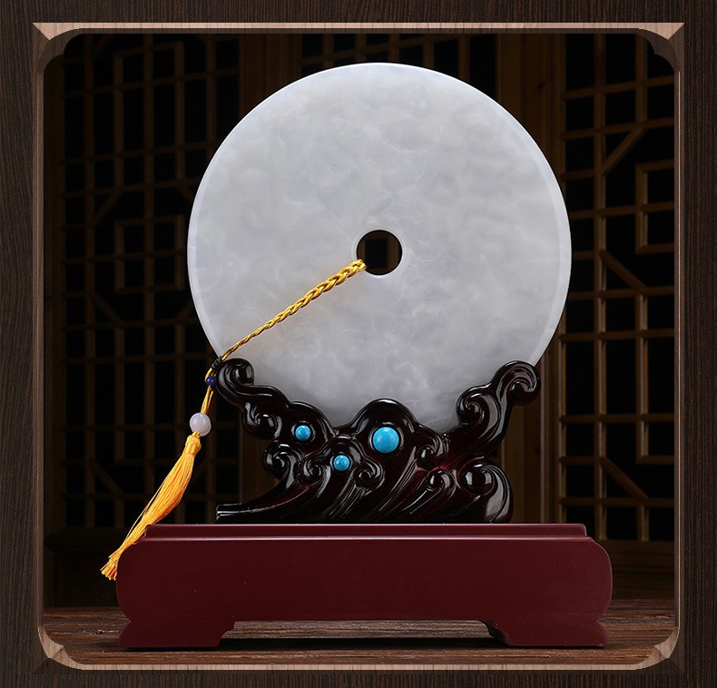 佰爵京客特大号玉石平安扣摆件公司前台摆设酒店别墅玉石圆扣大装饰品