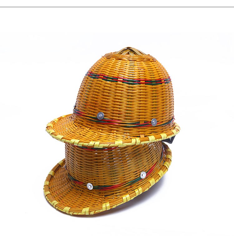 韩减竹编安全帽夏季大沿透气竹子遮阳帽鸭舌工地施工建筑工程头盔帽男