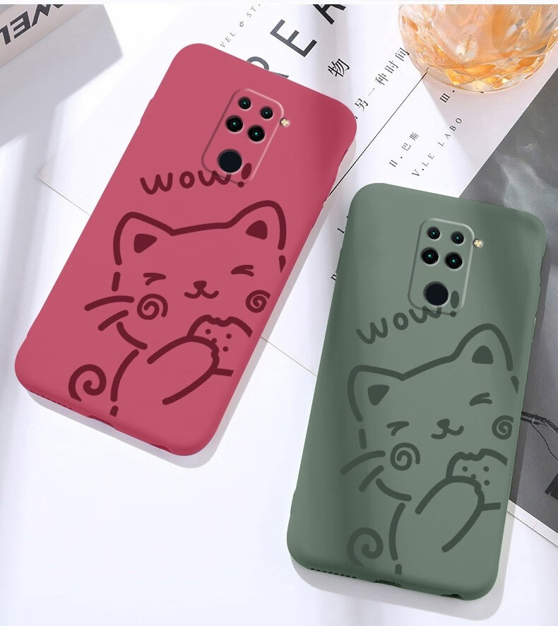 茨诺 红米10x手机壳10xpro保护套5g小米4g液态硅胶软壳挂绳卡通猫可爱