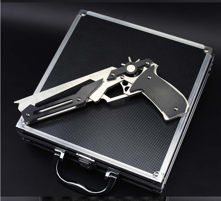 皮筋枪儿童玩具不锈钢六连发打皮筋手枪男孩生日礼物软弹玩具枪实木箱