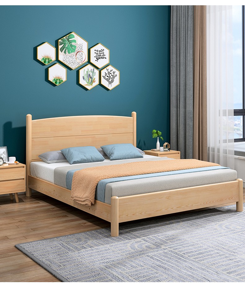 怡时尚北欧实木床15米双人床12米床单人床榻榻米床18米婚床新中式卧室