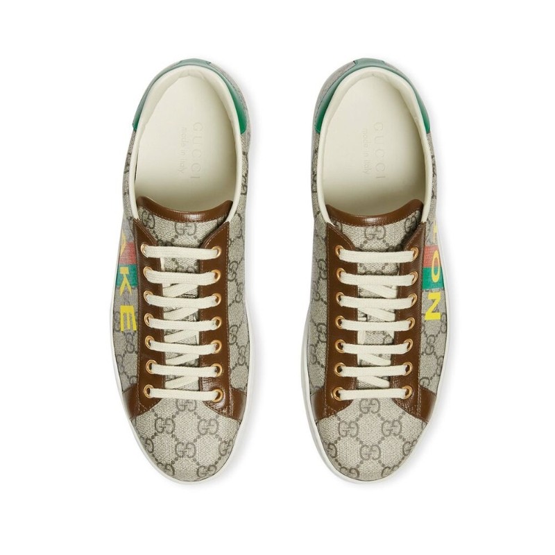 gucci古驰男鞋经典款男士棕色系字母图案休闲系带运动鞋棕色6363582gc