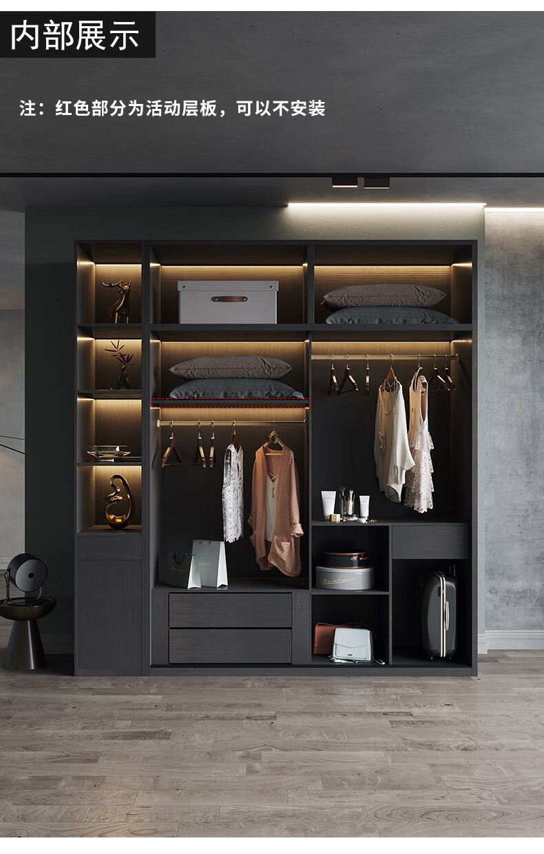 头客家具推拉门衣柜轻奢小户型意式极简家用卧室柜子储物柜现代简约趟