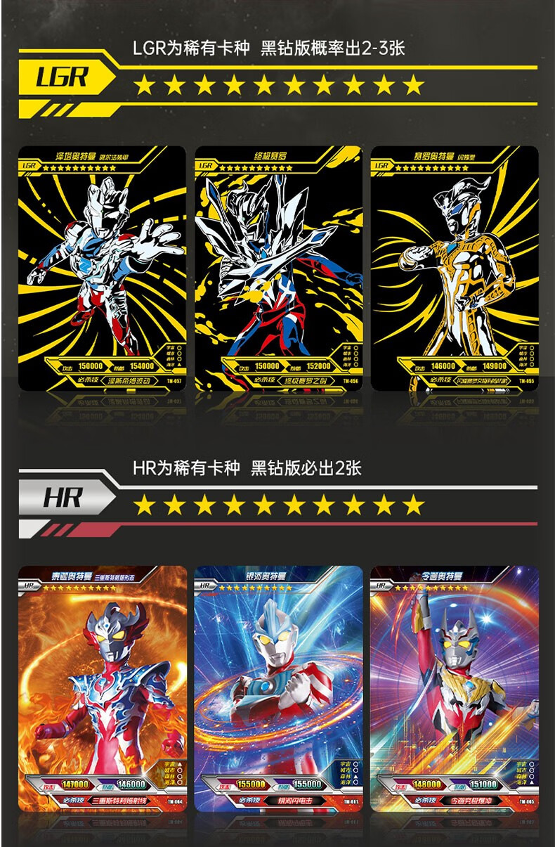 卡游奥特曼黑钻版卡片豪华xr新稀有度hr立体动态铁盒装收藏卡牌黑钻版