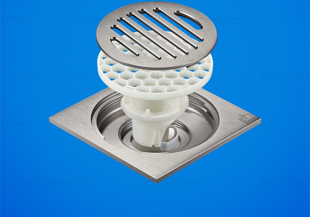 潜水艇submarineltf4010全铜防臭地漏干淋通用镀镍拉丝面超薄移位