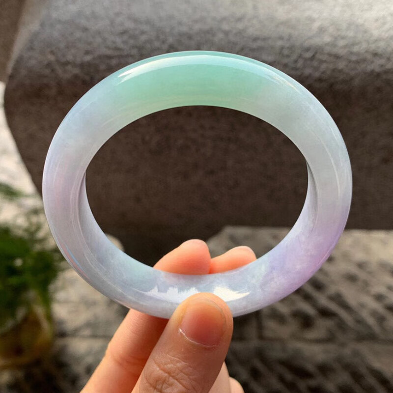 4厚9.2冰春彩正圈 女士玉镯玉石玉器翡翠玉手镯